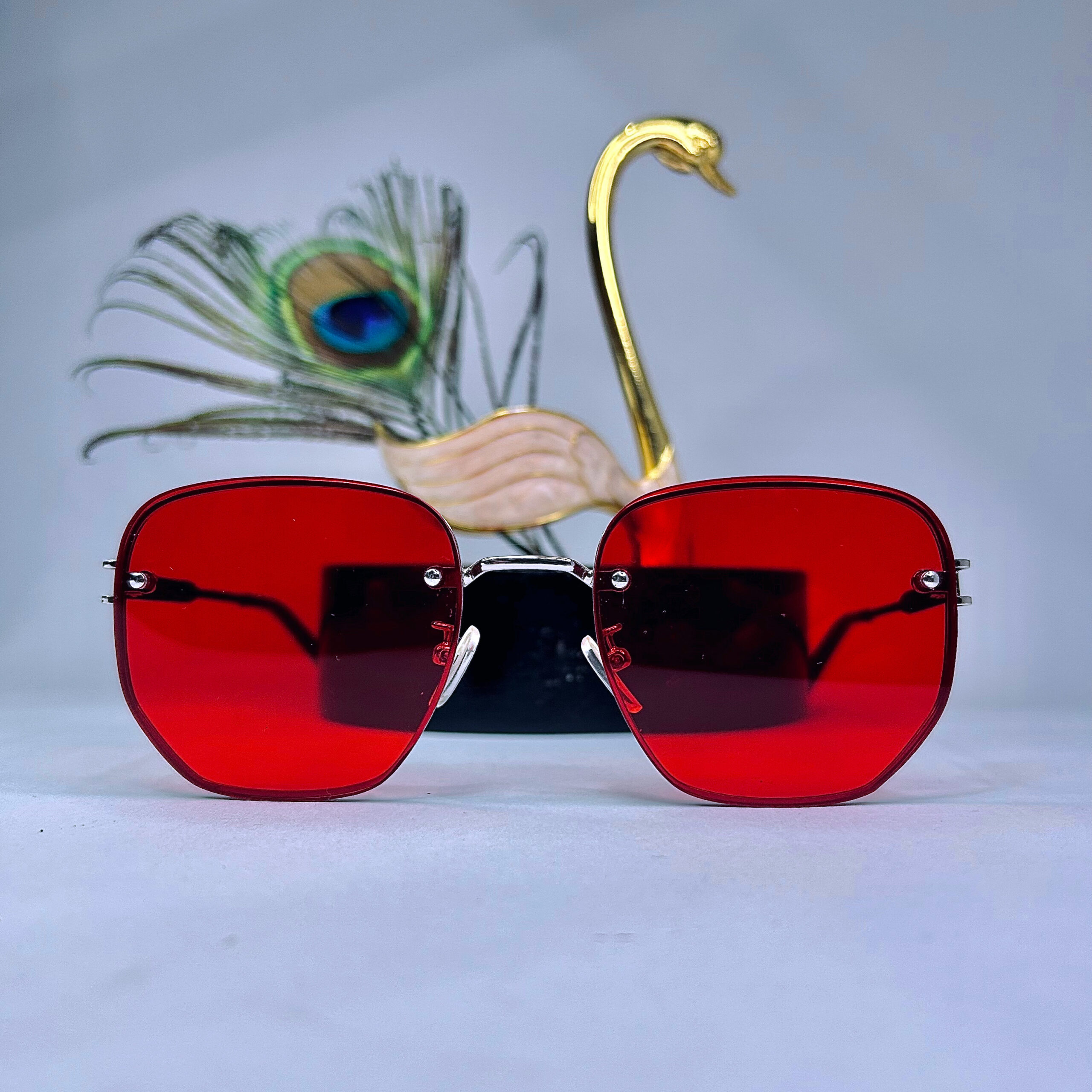 GH Red Lens Square Shades